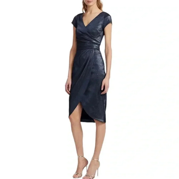 Theia Metallic Navy Dress| Size 4 - Picture 1 of 11